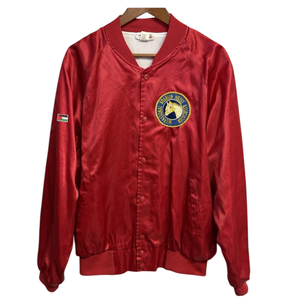 VINTAGE 80s INTERNATIONAL ARABIAN HORSE ASSOCIATION SATIN BOMBER