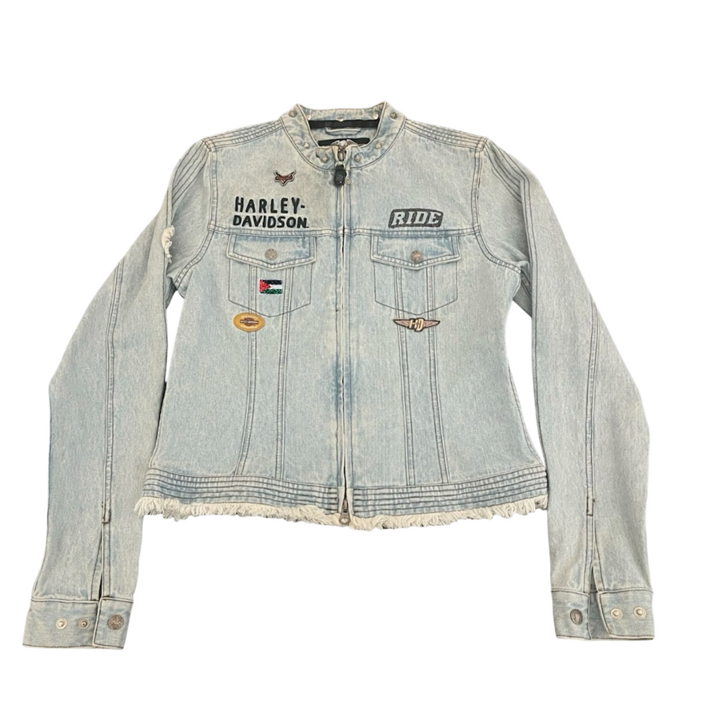 CUSTOMIZED HARLEY DAVIDSON WOMEN'S LIGHT DENIM JACKET
